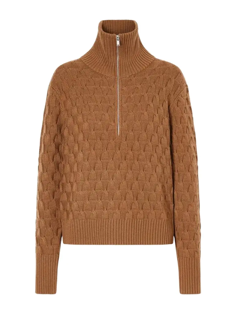 Wales Bonner Acoustic Knitted Wool Half-zip Turtleneck Sweater | Image 1 Wales Bonner Acoustic Knitted Wool Half-zip Turtleneck Sweater | Image 1