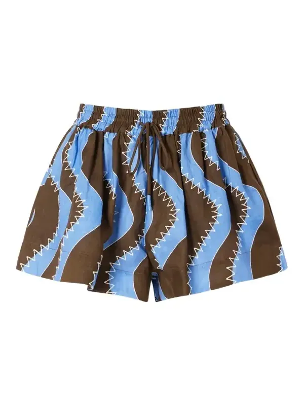 Frankie Printed Embroidered Linen Shorts Frankie Printed Embroidered Linen Shorts