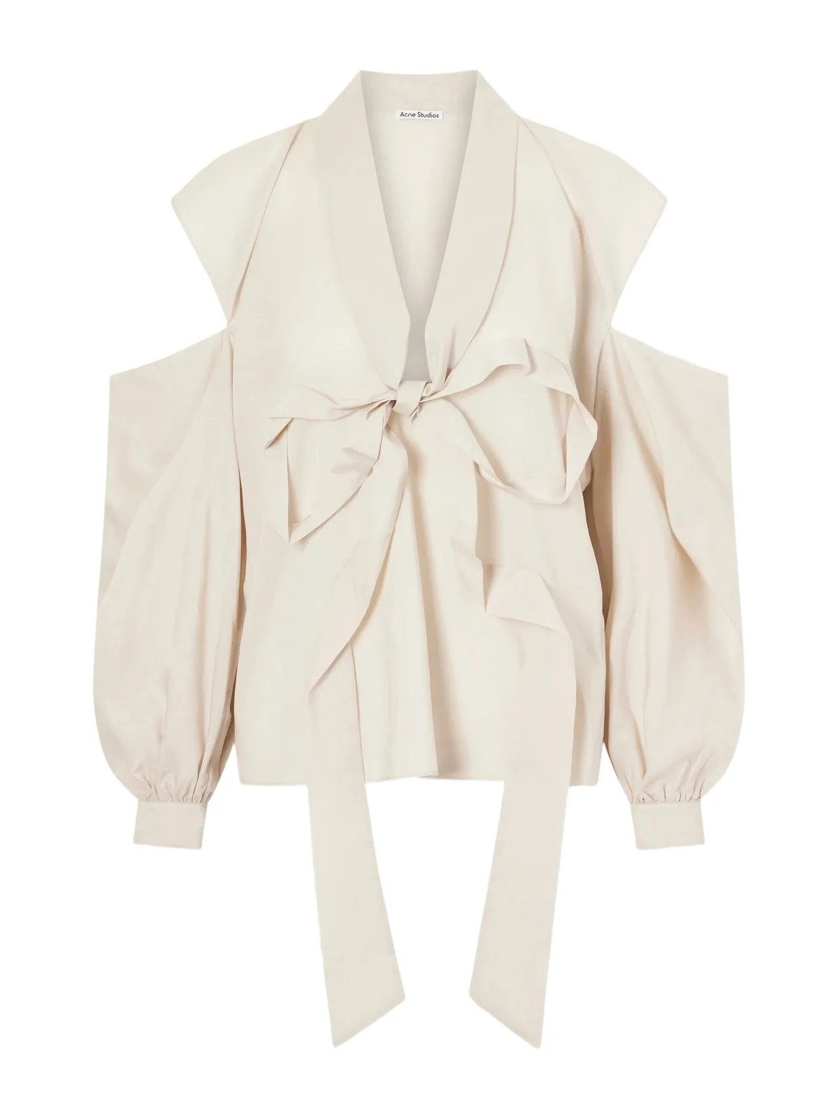 Bow-embellished Cut-out Lyocell Blouse Bow-embellished Cut-out Lyocell Blouse