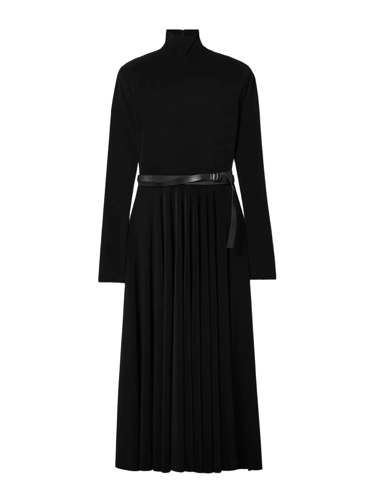 Belted Stretch-jersey Turtleneck Midi Dress Belted Stretch-jersey Turtleneck Midi Dress