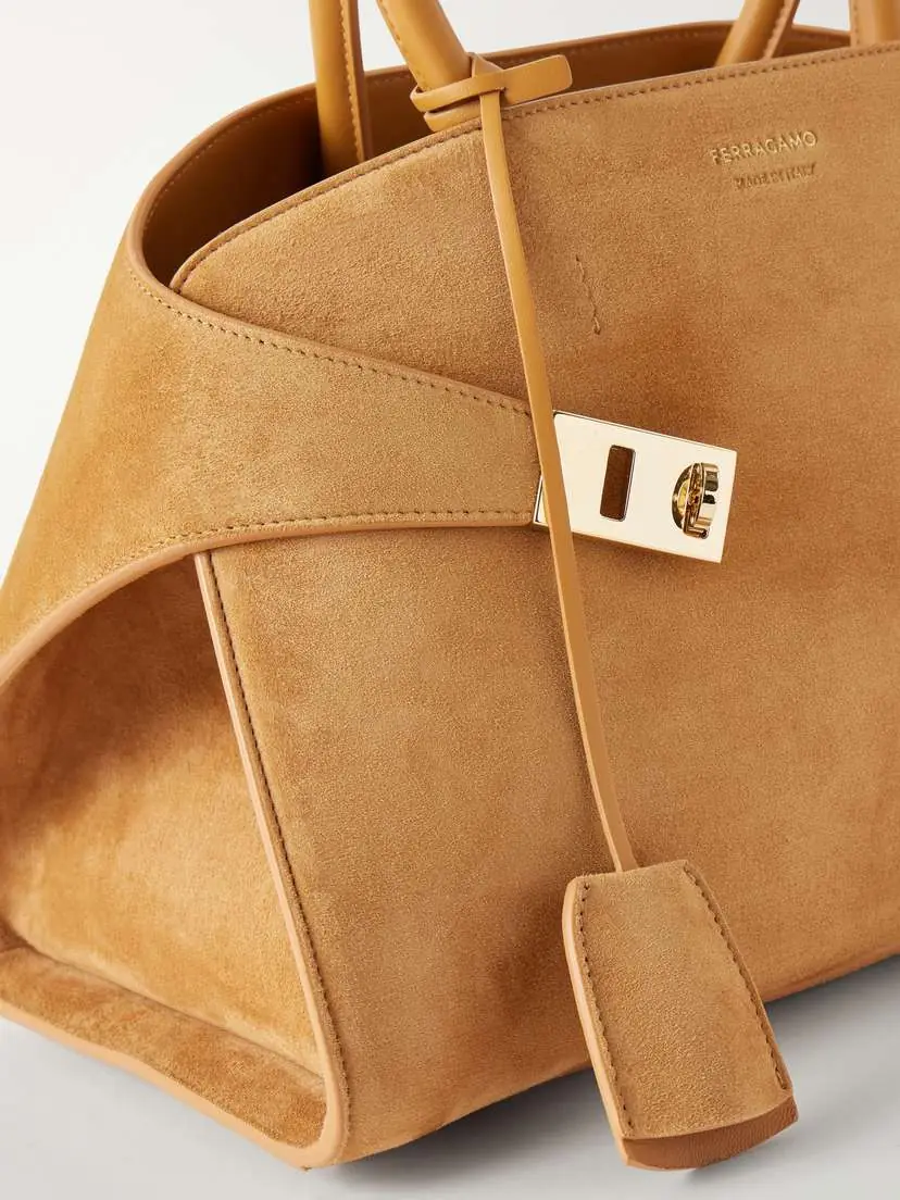 Ferragamo Hug Small Embellished Leather-trimmed Suede Tote | Thumbnail 5