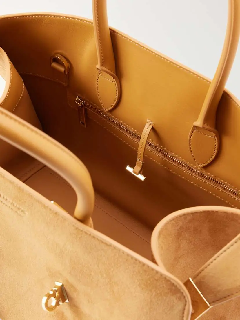Ferragamo Hug Small Embellished Leather-trimmed Suede Tote | Thumbnail 6
