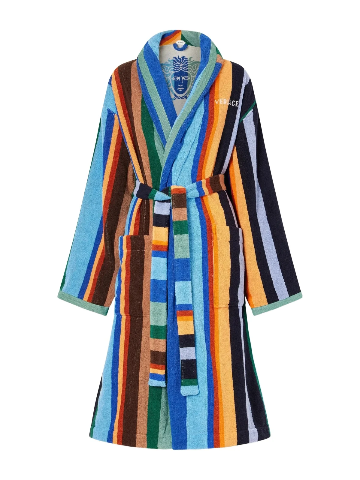 Medusa Belted Striped Cotton-terry Robe Medusa Belted Striped Cotton-terry Robe