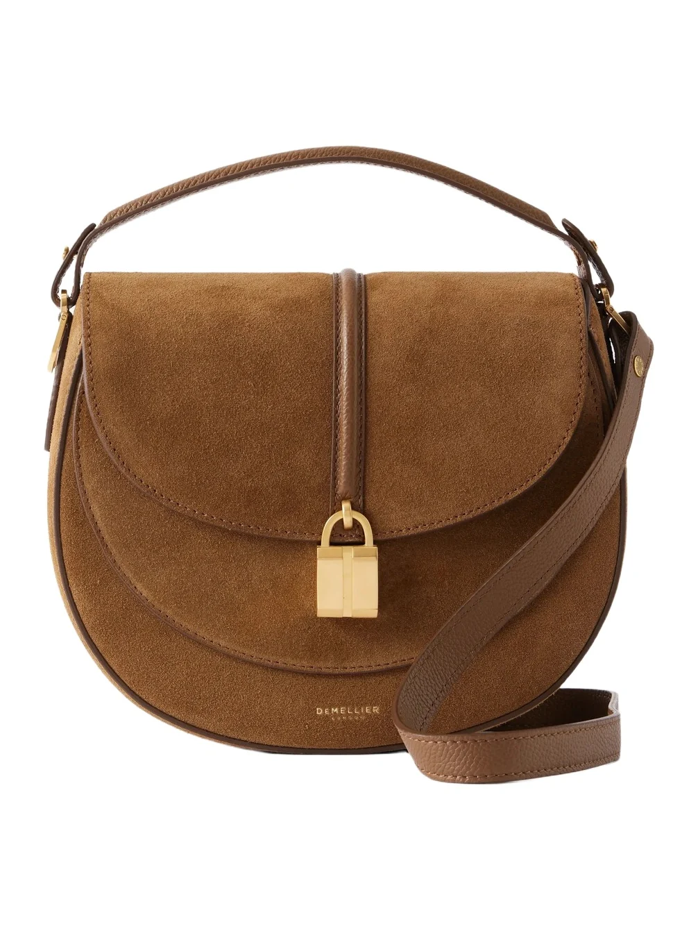 The Sienna Saddle Leather-trimmed Suede Shoulder Bag