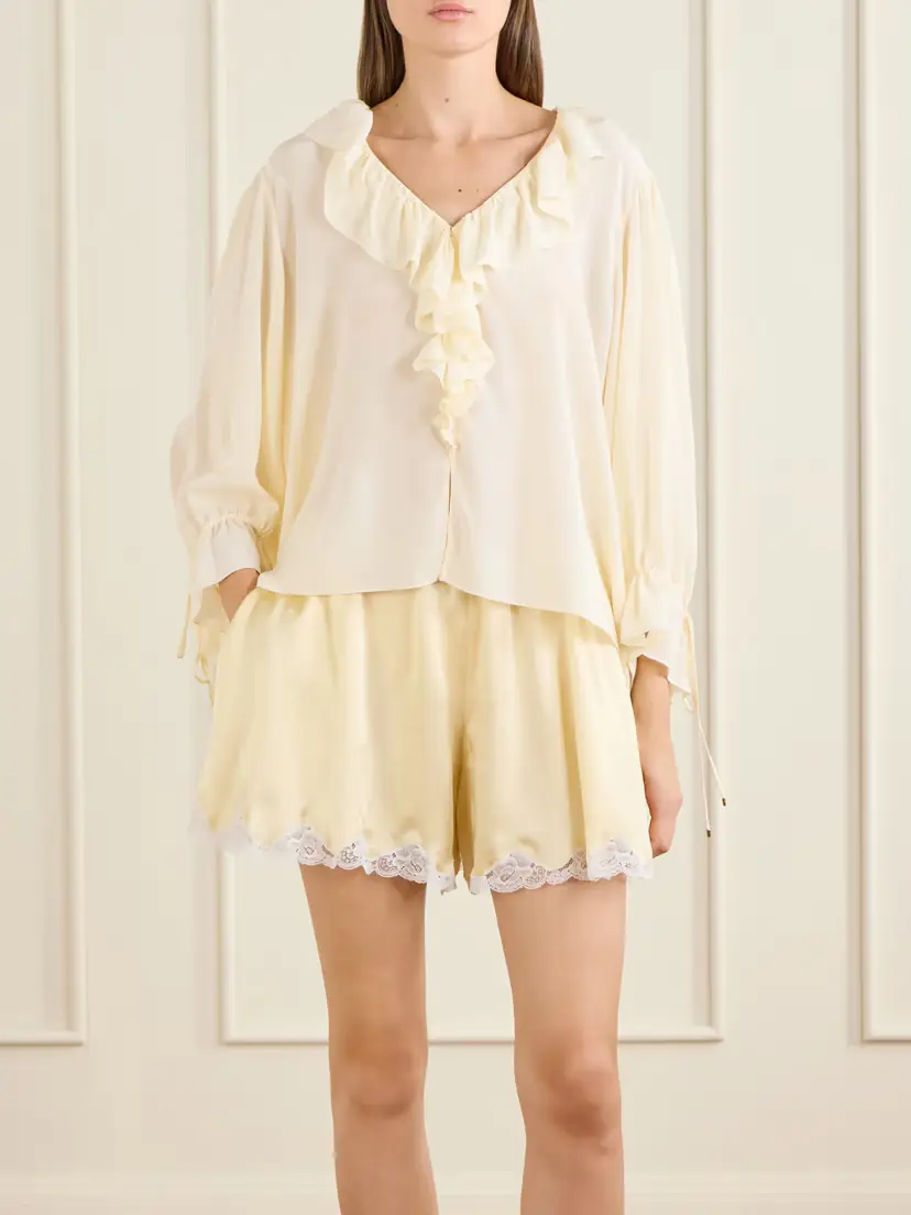 Chloé Lace-trimmed Silk-satin Shorts | Thumbnail 2 Chloé Lace-trimmed Silk-satin Shorts | Thumbnail 2