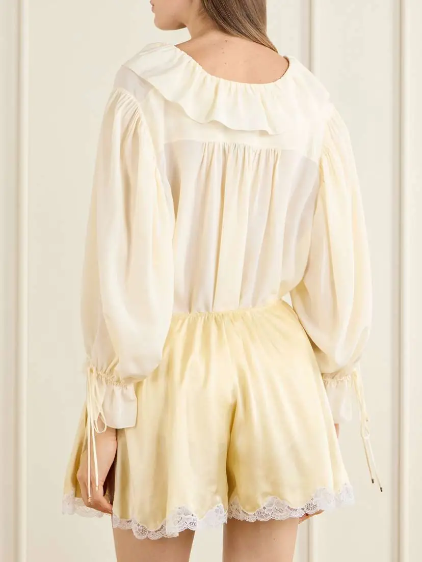Chloé Lace-trimmed Silk-satin Shorts | Thumbnail 4 Chloé Lace-trimmed Silk-satin Shorts | Thumbnail 4