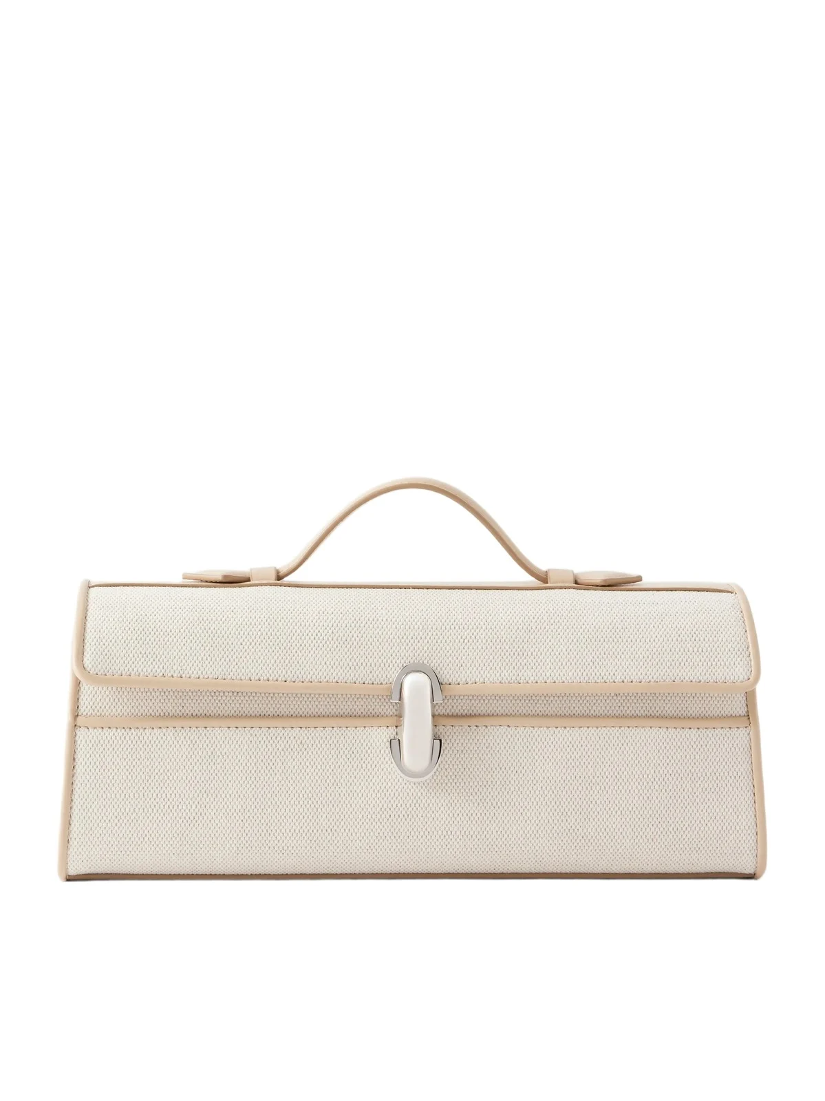 Slim Symmetry Leather-trimmed Canvas Top-handle Bag