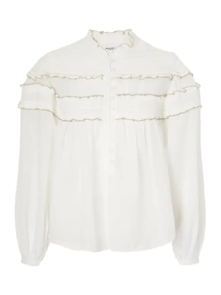 Marant Étoile Doane Ruffled Cotton-blend Voile Blouse | Image 1 Marant Étoile Doane Ruffled Cotton-blend Voile Blouse | Image 1