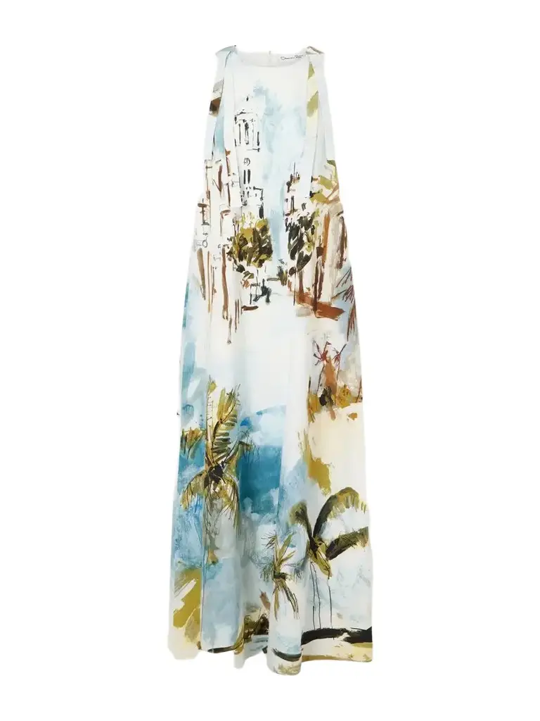 Oscar de la Renta Printed Cotton-blend Poplin Maxi Dress | Image 1 Oscar de la Renta Printed Cotton-blend Poplin Maxi Dress | Image 1