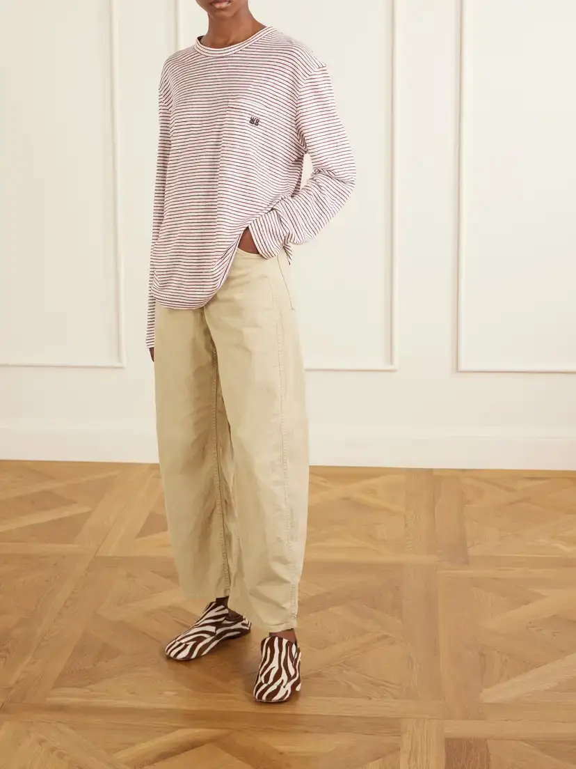 Wales Bonner Hour Embroidered Striped Linen And Cotton-blend T-shirt | Thumbnail 2