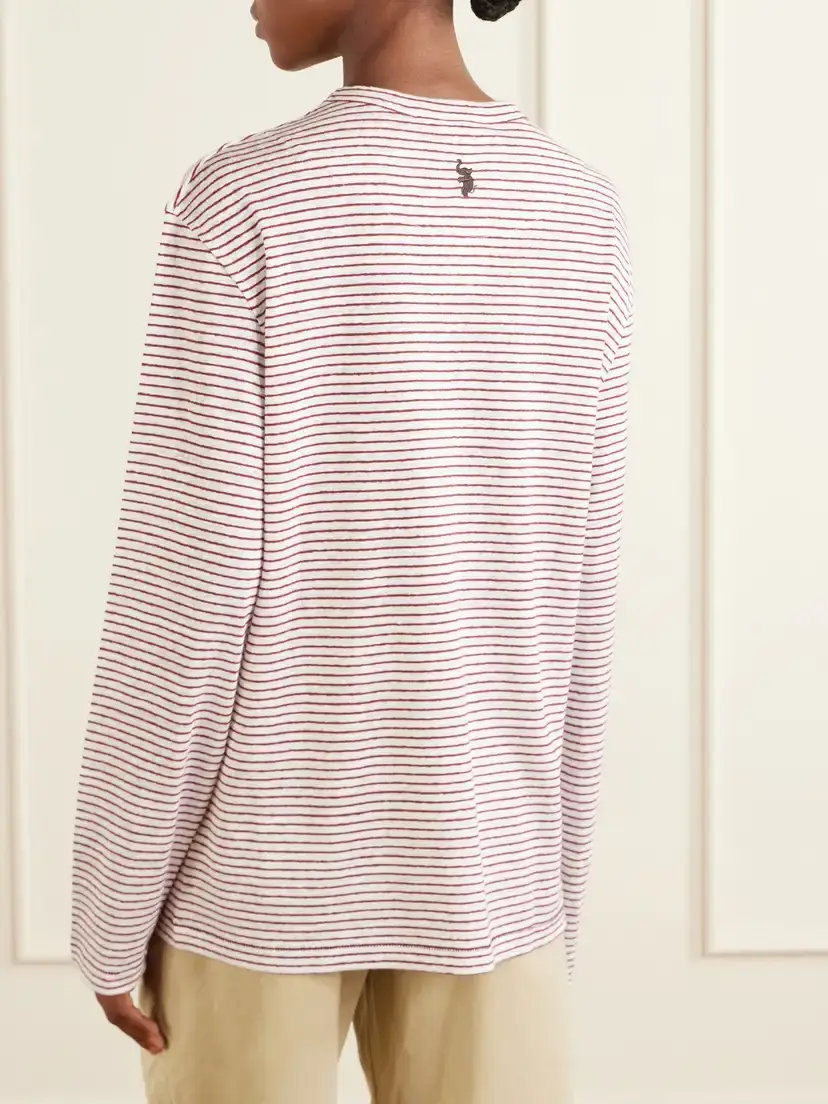 Wales Bonner Hour Embroidered Striped Linen And Cotton-blend T-shirt | Thumbnail 3