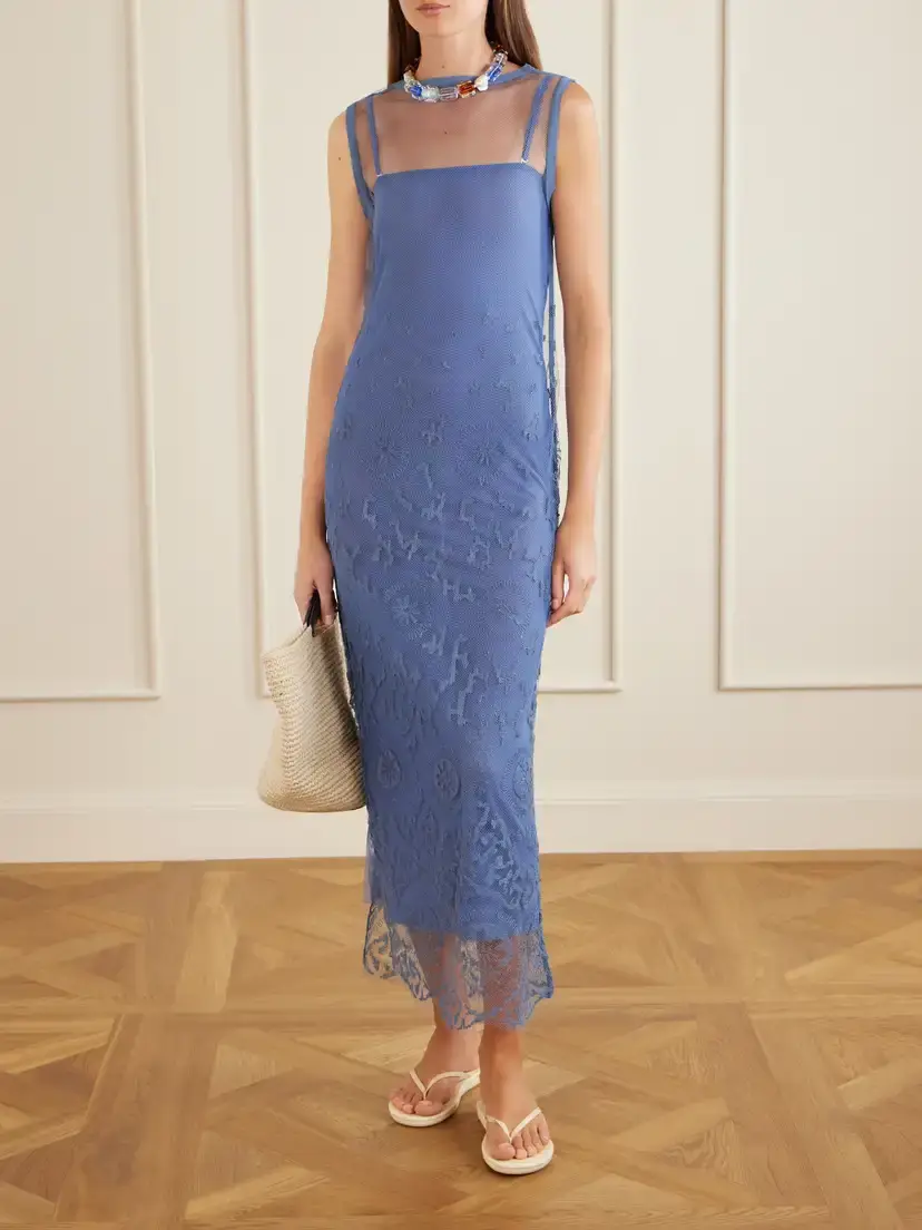 SIR. Leif Embroidered Tulle Midi Dress | Thumbnail 2 SIR. Leif Embroidered Tulle Midi Dress | Thumbnail 2