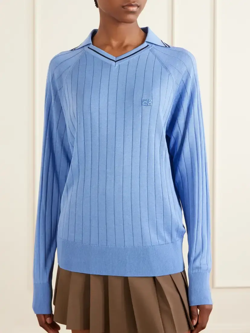 Wales Bonner Roots Logo-embroidered Striped Polo Shirt | Thumbnail 3