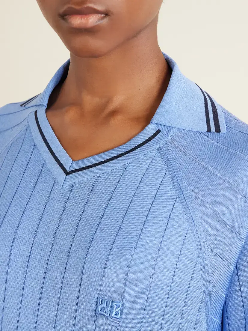 Wales Bonner Roots Logo-embroidered Striped Polo Shirt | Thumbnail 5