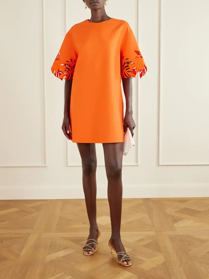 Oscar de la Renta Embroidered Cut-out Wool-blend Mini Dress | Thumbnail 2 Oscar de la Renta Embroidered Cut-out Wool-blend Mini Dress | Thumbnail 2