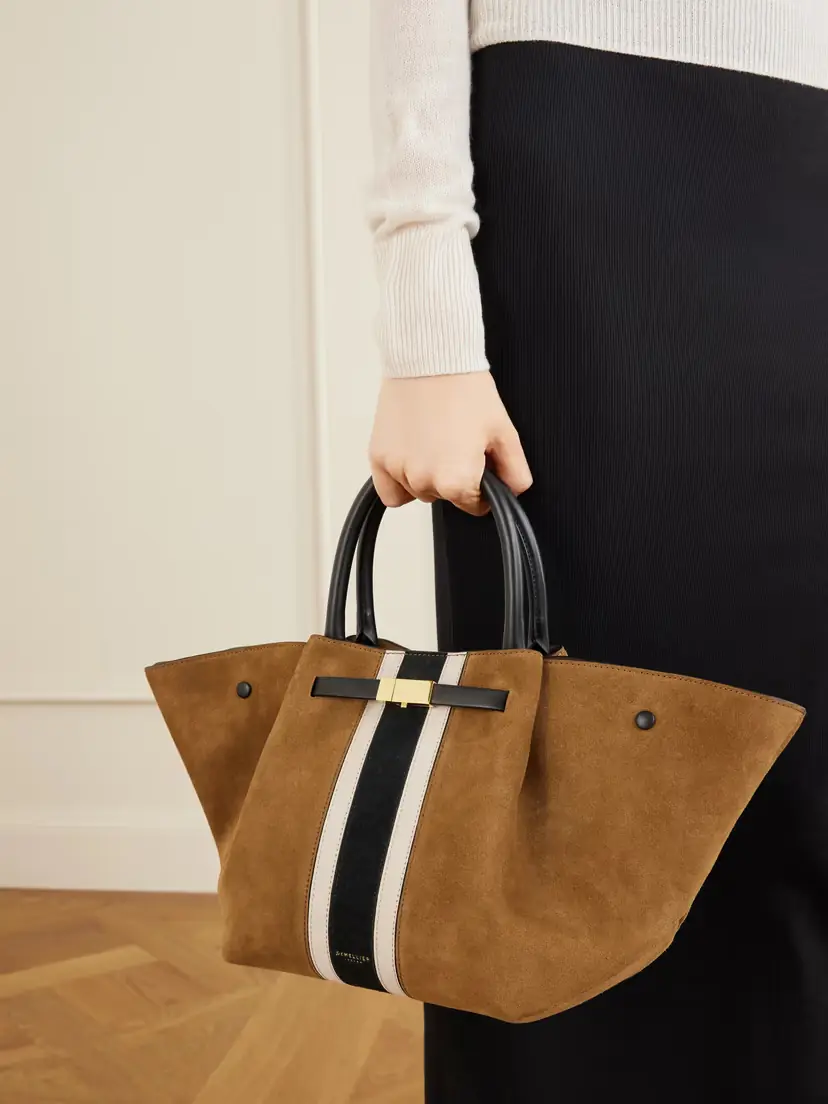 DeMellier The New York Midi Leather-trimmed Suede Tote | Thumbnail 2