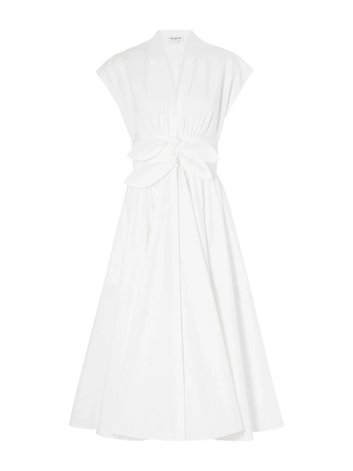 Knot-detailed Belted Cotton-poplin Midi Dress Knot-detailed Belted Cotton-poplin Midi Dress