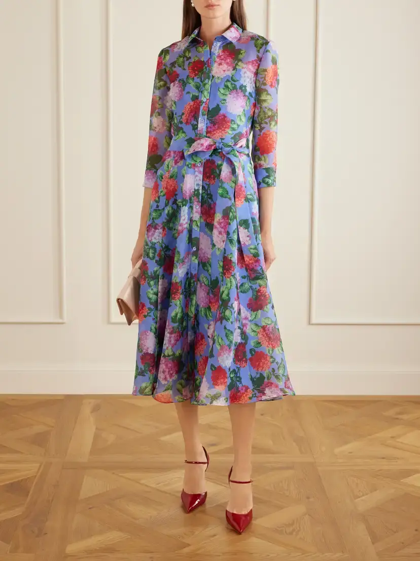 Carolina Herrera Belted Floral-print Silk-organza Midi Dress | Thumbnail 2 Carolina Herrera Belted Floral-print Silk-organza Midi Dress | Thumbnail 2