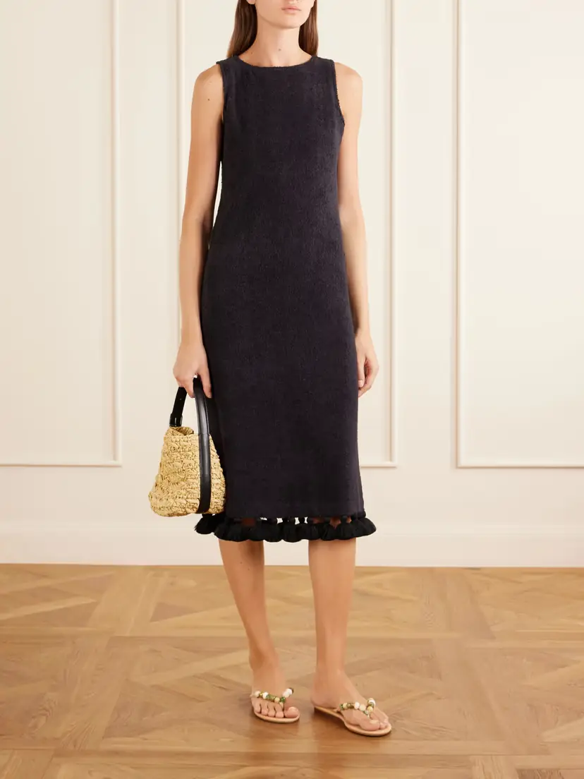 Cap d’Antibes Aurelia Tasseled Cotton-terry Midi Dress | Thumbnail 2