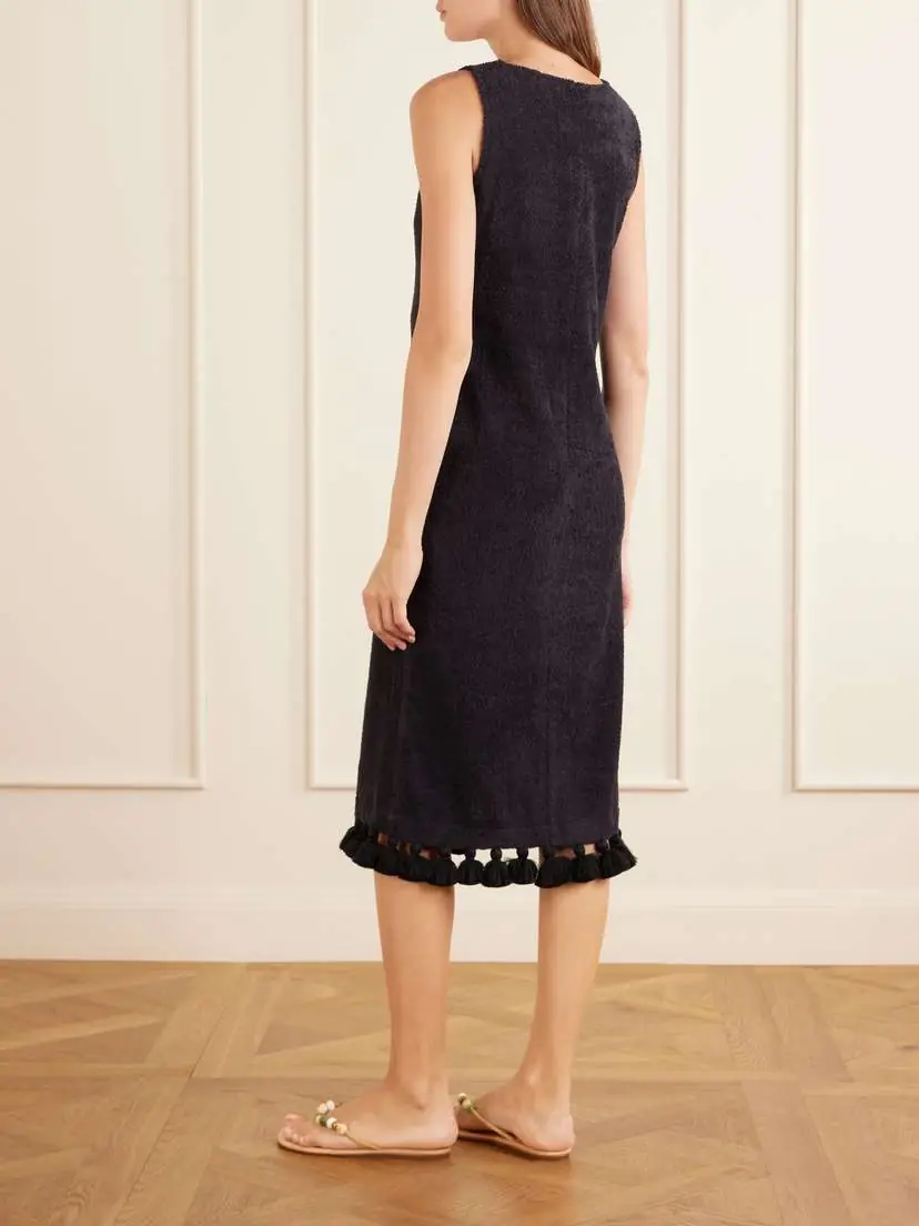 Cap d’Antibes Aurelia Tasseled Cotton-terry Midi Dress | Thumbnail 3