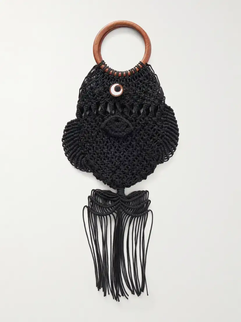 Anya Hindmarch Macrame Leather-trimmed Cotton Clutch | Thumbnail 4 Anya Hindmarch Macrame Leather-trimmed Cotton Clutch | Thumbnail 4