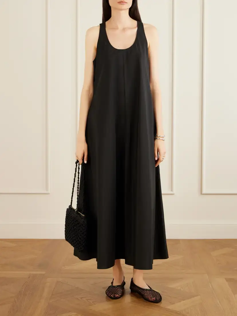 Theory Gathered Cotton-blend Maxi Dress | Thumbnail 2 Theory Gathered Cotton-blend Maxi Dress | Thumbnail 2