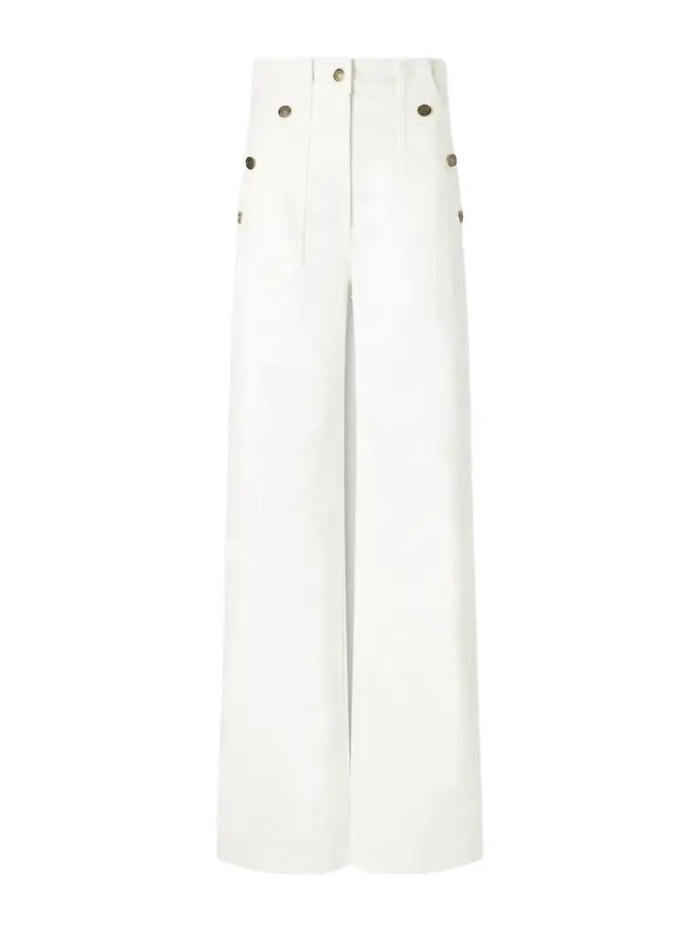 Max Mara Logo-embroidered High-rise Wide-leg Jeans | Image 1 Max Mara Logo-embroidered High-rise Wide-leg Jeans | Image 1