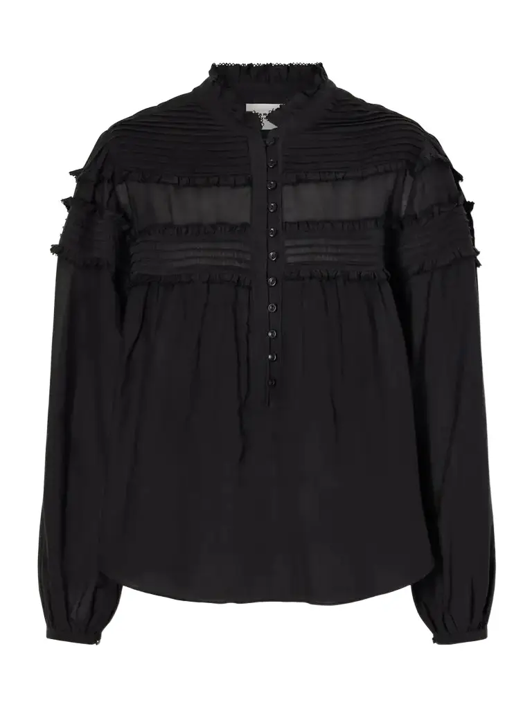 Marant Étoile Doane Ruffled Cotton-blend Voile Blouse | Image 1 Marant Étoile Doane Ruffled Cotton-blend Voile Blouse | Image 1