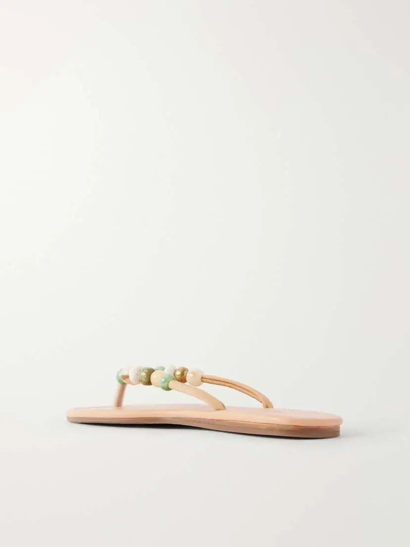 Ancient Greek Sandals Saionara Bead-embellished Leather Flip Flops | Thumbnail 3 Ancient Greek Sandals Saionara Bead-embellished Leather Flip Flops | Thumbnail 3