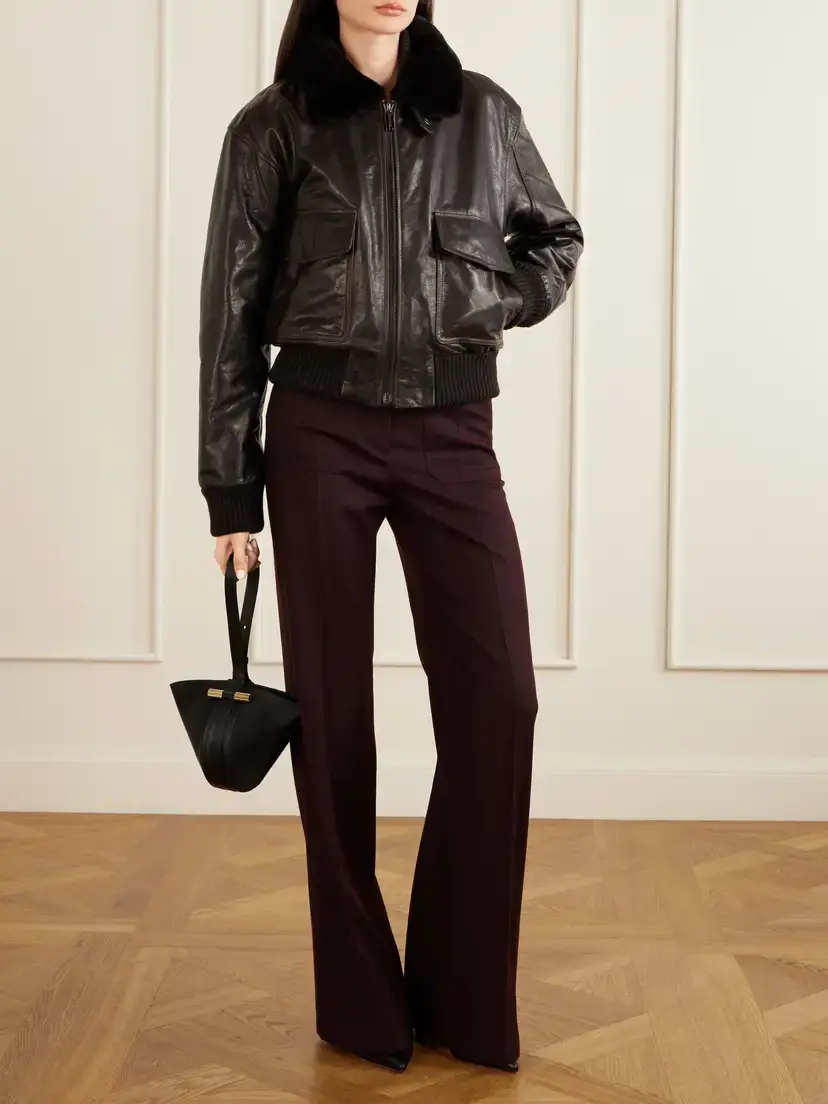 Victoria Beckham Aviator Shearling-trimmed Leather Jacket | Thumbnail 2
