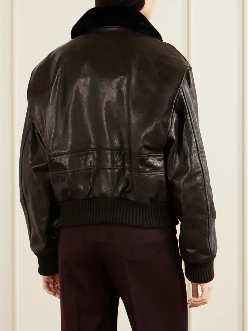 Victoria Beckham Aviator Shearling-trimmed Leather Jacket | Thumbnail 4