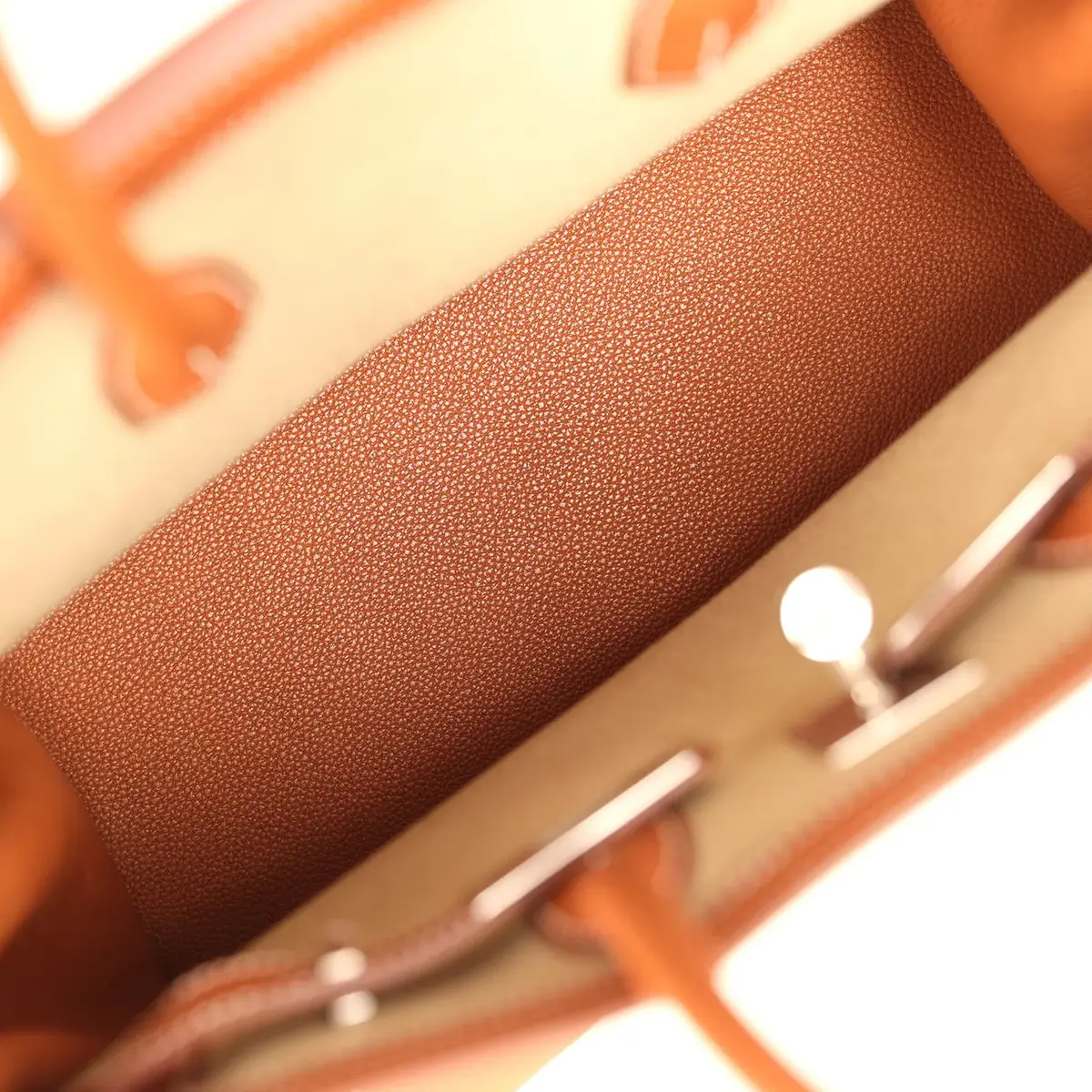 HERMÈS Hermes Birkin 35 A L'Envers Ficelle-Ecru H Dyed Canvas and Fauve Barenia Faubourg Palladium Hardware | Thumbnail 7 HERMÈS Hermes Birkin 35 A L'Envers Ficelle-Ecru H Dyed Canvas and Fauve Barenia Faubourg Palladium Hardware | Thumbnail 7