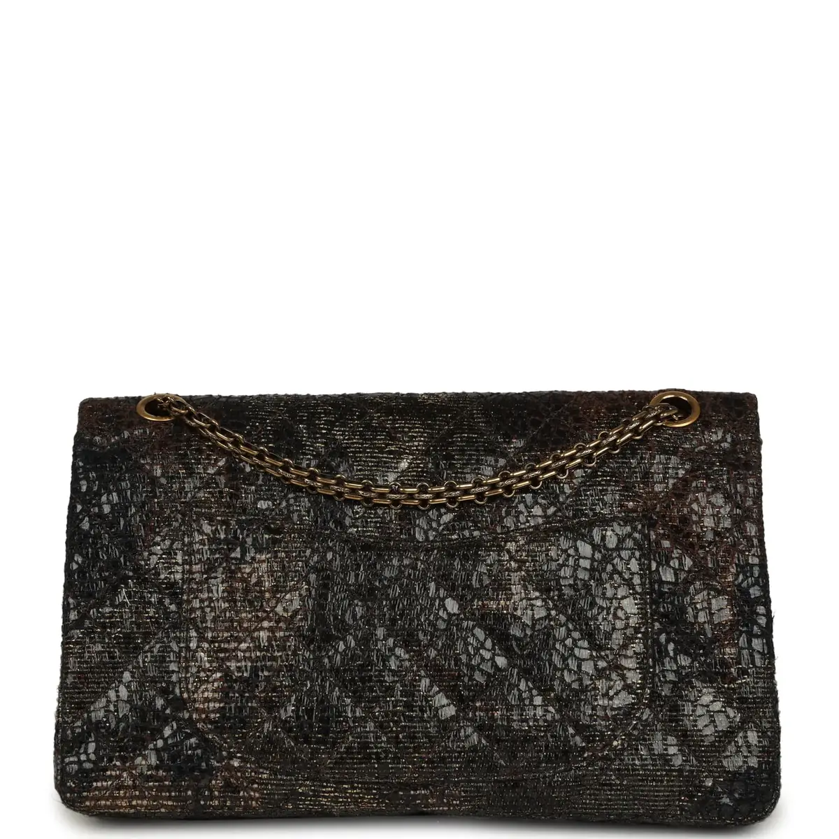 Chanel Pre-owned Chanel Medium Paris-Shanghai Reissue 226 2.55 Double Flap Bag Gold Glazed Tweed Antique Gold Hardware | Thumbnail 4 Chanel Pre-owned Chanel Medium Paris-Shanghai Reissue 226 2.55 Double Flap Bag Gold Glazed Tweed Antique Gold Hardware | Thumbnail 4