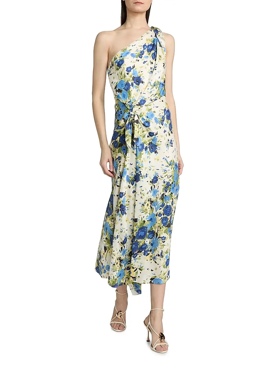 A.L.C. A. L.C. Women's Eliana Floral One-Shoulder Midi-Dress | Thumbnail 2 A.L.C. A. L.C. Women's Eliana Floral One-Shoulder Midi-Dress | Thumbnail 2