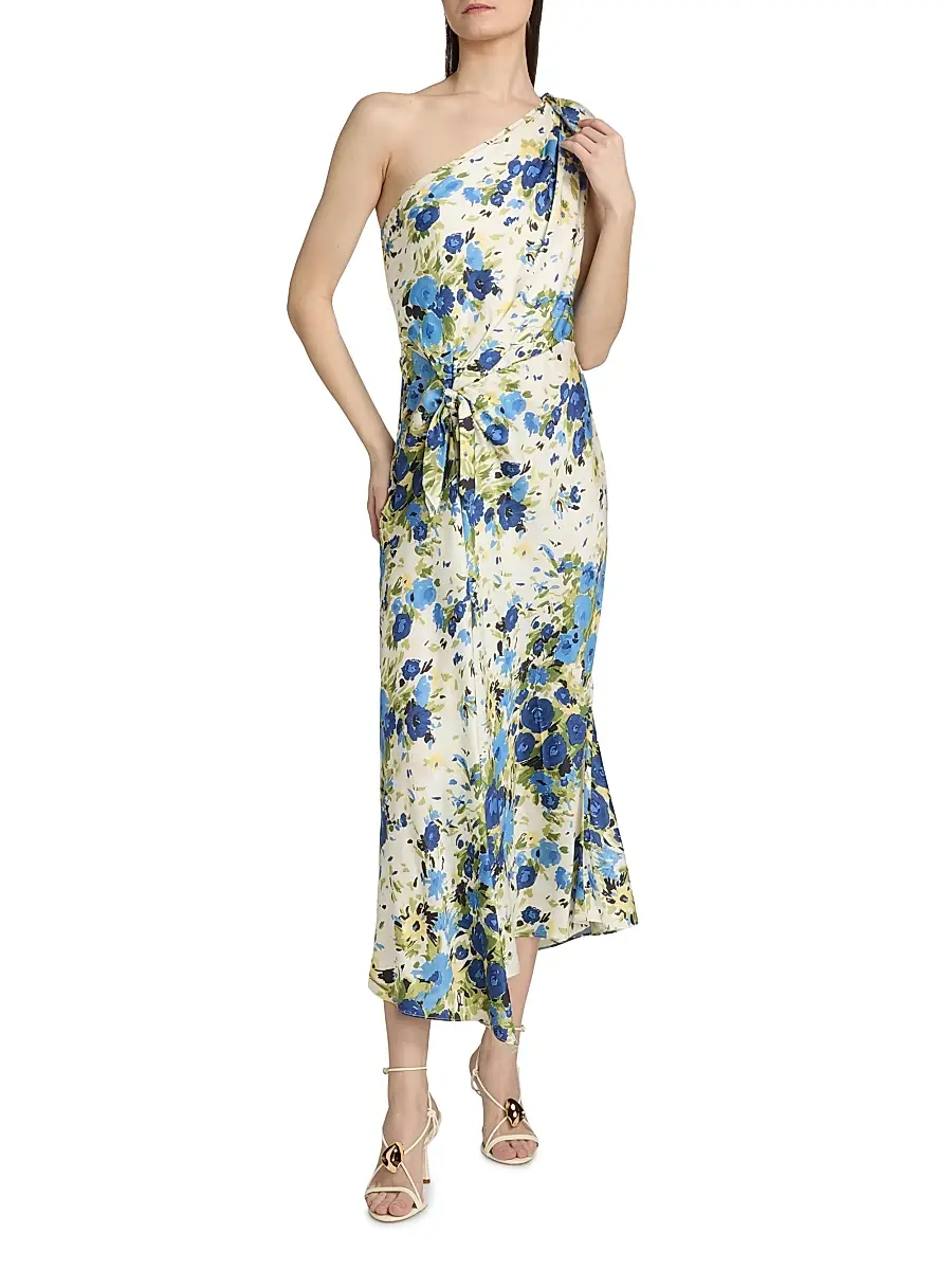 A.L.C. A. L.C. Women's Eliana Floral One-Shoulder Midi-Dress | Thumbnail 3 A.L.C. A. L.C. Women's Eliana Floral One-Shoulder Midi-Dress | Thumbnail 3