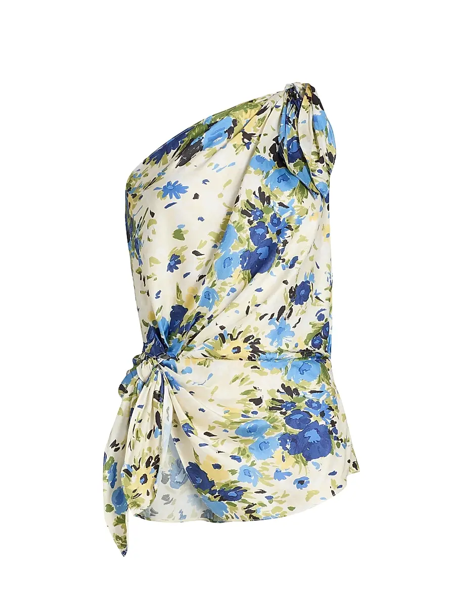 A.L.C. Women's Eliana Floral Tie-Detail Top - Butter Capri Multi - Size 14 | Image 1 A.L.C. Women's Eliana Floral Tie-Detail Top - Butter Capri Multi - Size 14 | Image 1