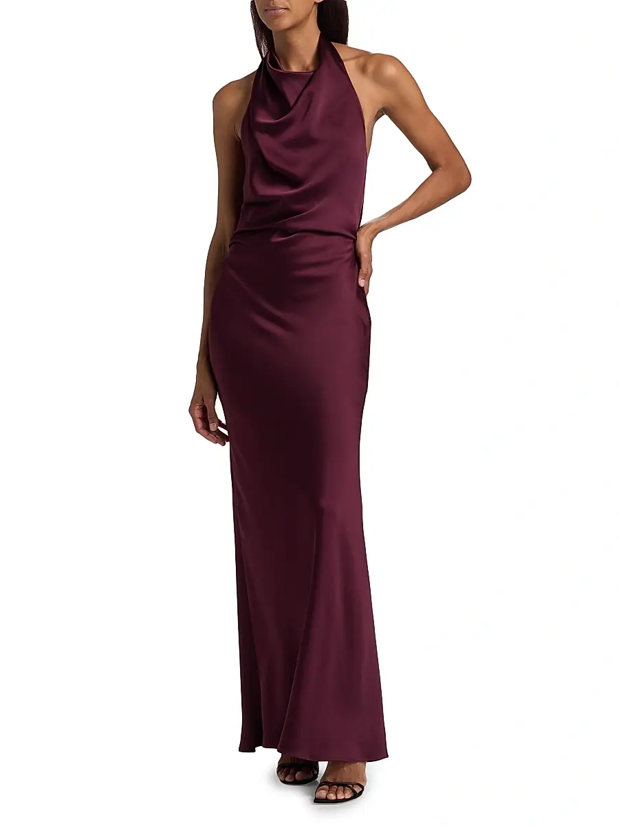 Simkhai Women's Reannon Draped Satin Halter Gown | Thumbnail 2 Simkhai Women's Reannon Draped Satin Halter Gown | Thumbnail 2