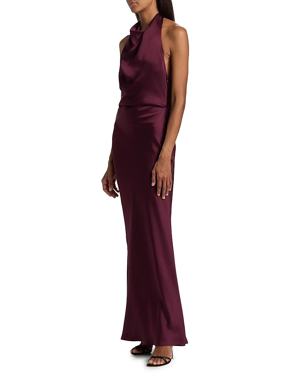 Simkhai Women's Reannon Draped Satin Halter Gown | Thumbnail 4 Simkhai Women's Reannon Draped Satin Halter Gown | Thumbnail 4