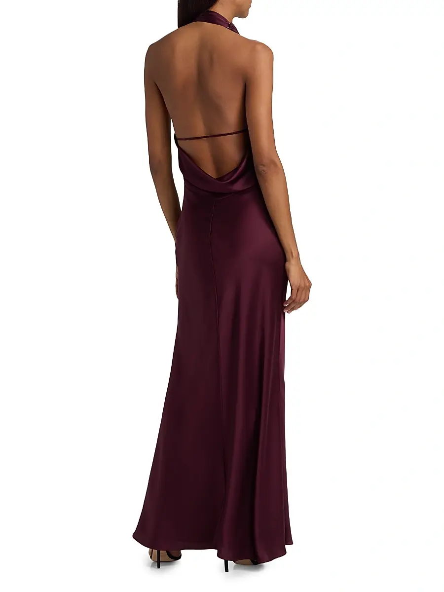 Simkhai Women's Reannon Draped Satin Halter Gown | Thumbnail 5 Simkhai Women's Reannon Draped Satin Halter Gown | Thumbnail 5