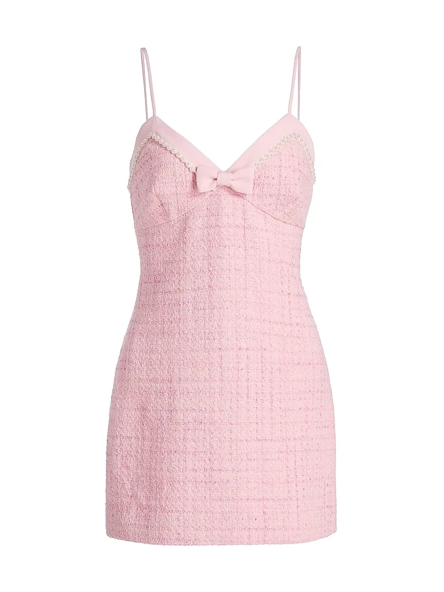 LoveShackFancy Women's Florencio Cotton-Blend Tweed Shift Minidress - Pink Hibiscus | Image 1 LoveShackFancy Women's Florencio Cotton-Blend Tweed Shift Minidress - Pink Hibiscus | Image 1
