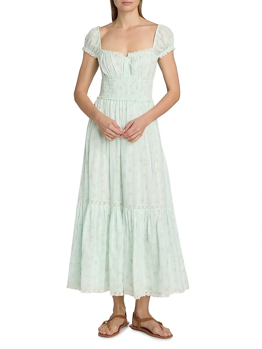 LoveShackFancy Women's Lyssara Floral Cotton A-Line Midi-Dress | Thumbnail 3 LoveShackFancy Women's Lyssara Floral Cotton A-Line Midi-Dress | Thumbnail 3