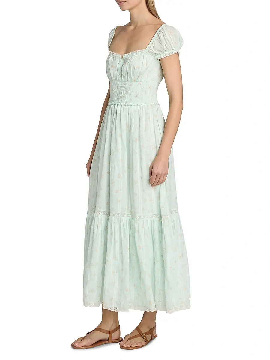 LoveShackFancy Women's Lyssara Floral Cotton A-Line Midi-Dress | Thumbnail 4 LoveShackFancy Women's Lyssara Floral Cotton A-Line Midi-Dress | Thumbnail 4
