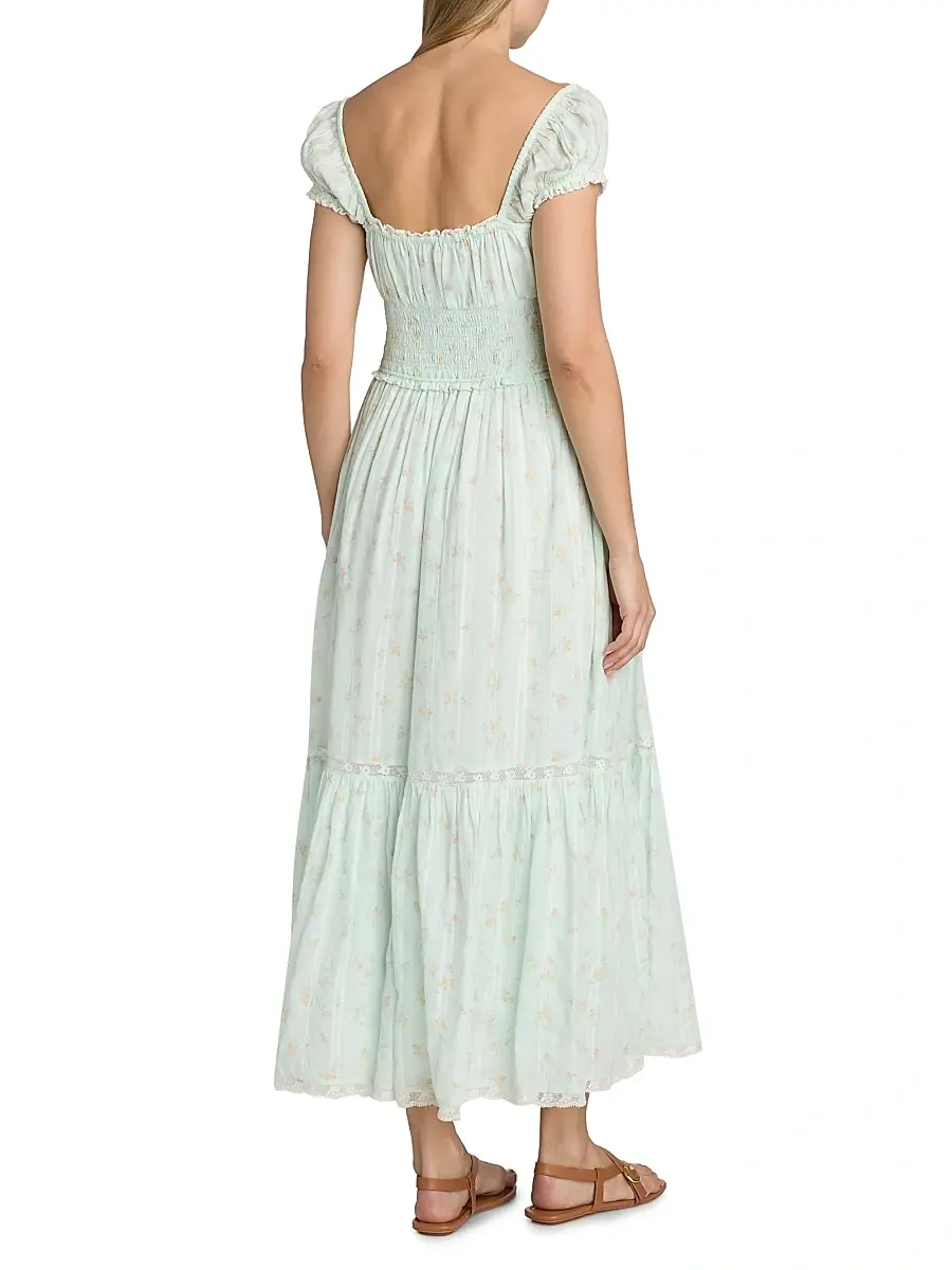 LoveShackFancy Women's Lyssara Floral Cotton A-Line Midi-Dress | Thumbnail 5 LoveShackFancy Women's Lyssara Floral Cotton A-Line Midi-Dress | Thumbnail 5