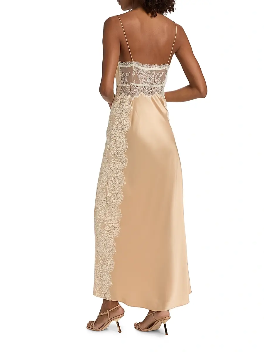 LoveShackFancy Women's Shia Lace-Trim Silk-Blend Slipdress | Thumbnail 5