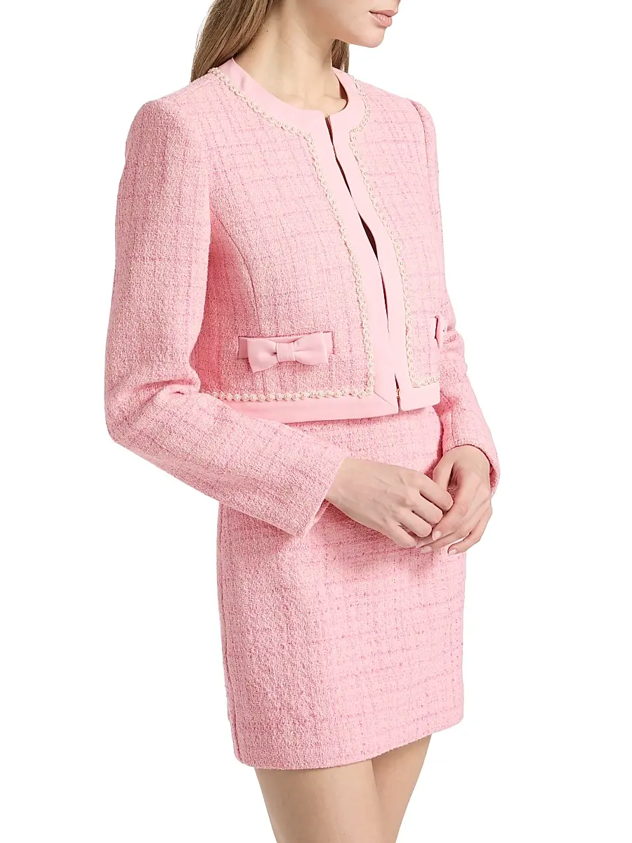 LoveShackFancy Women's Ralphette Embellished Tweed Crop Jacket | Thumbnail 4 LoveShackFancy Women's Ralphette Embellished Tweed Crop Jacket | Thumbnail 4