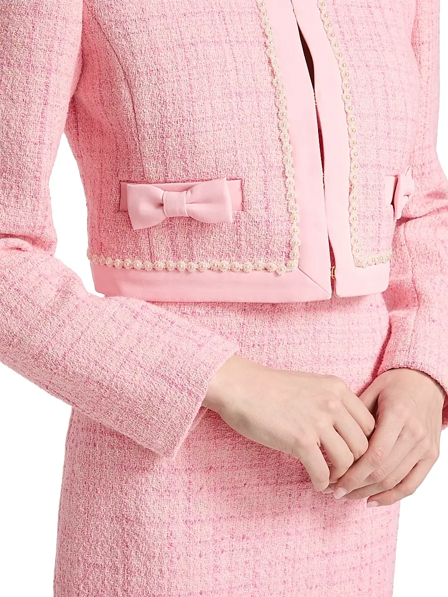LoveShackFancy Women's Ralphette Embellished Tweed Crop Jacket | Thumbnail 6 LoveShackFancy Women's Ralphette Embellished Tweed Crop Jacket | Thumbnail 6