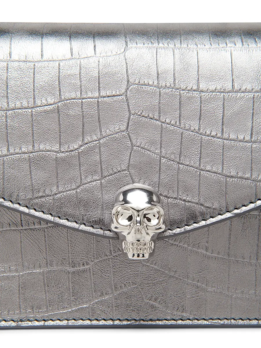 Alexander McQueen Women's Skull Mini Crocodile-Embossed Metallic Leather Shoulder Bag | Thumbnail 5 Alexander McQueen Women's Skull Mini Crocodile-Embossed Metallic Leather Shoulder Bag | Thumbnail 5