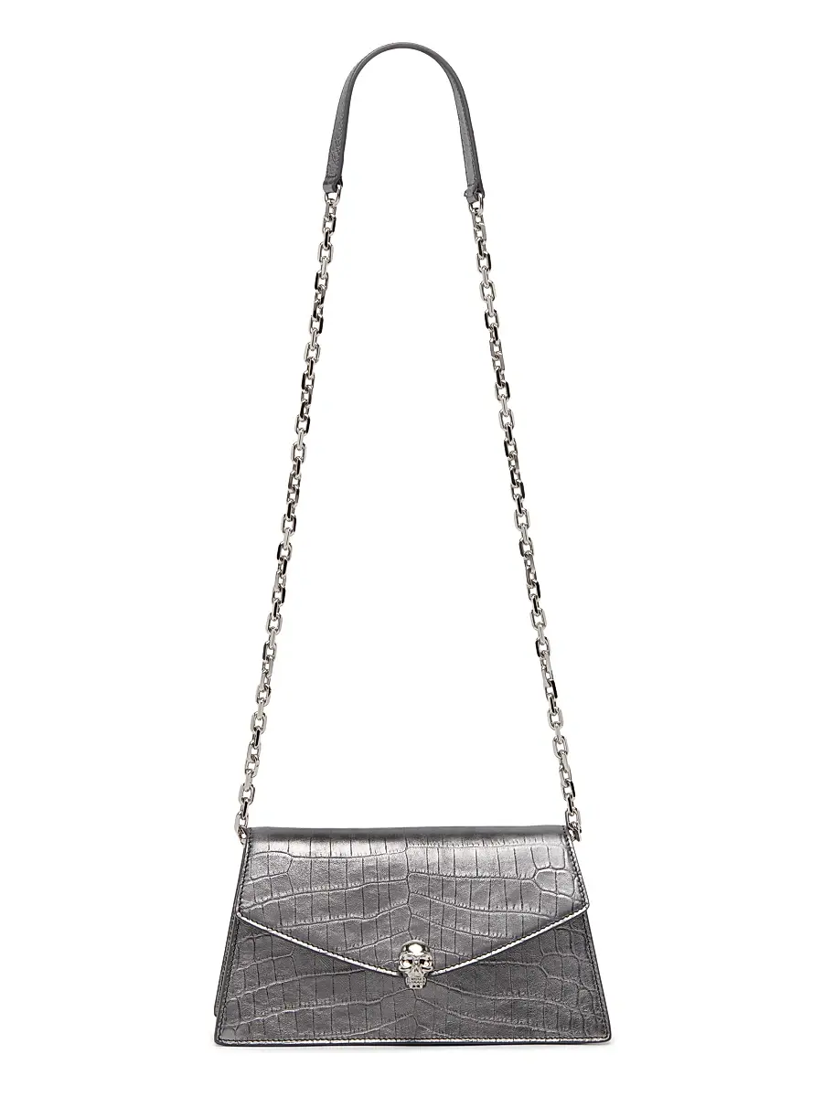 Alexander McQueen Women's Skull Mini Crocodile-Embossed Metallic Leather Shoulder Bag | Thumbnail 7 Alexander McQueen Women's Skull Mini Crocodile-Embossed Metallic Leather Shoulder Bag | Thumbnail 7