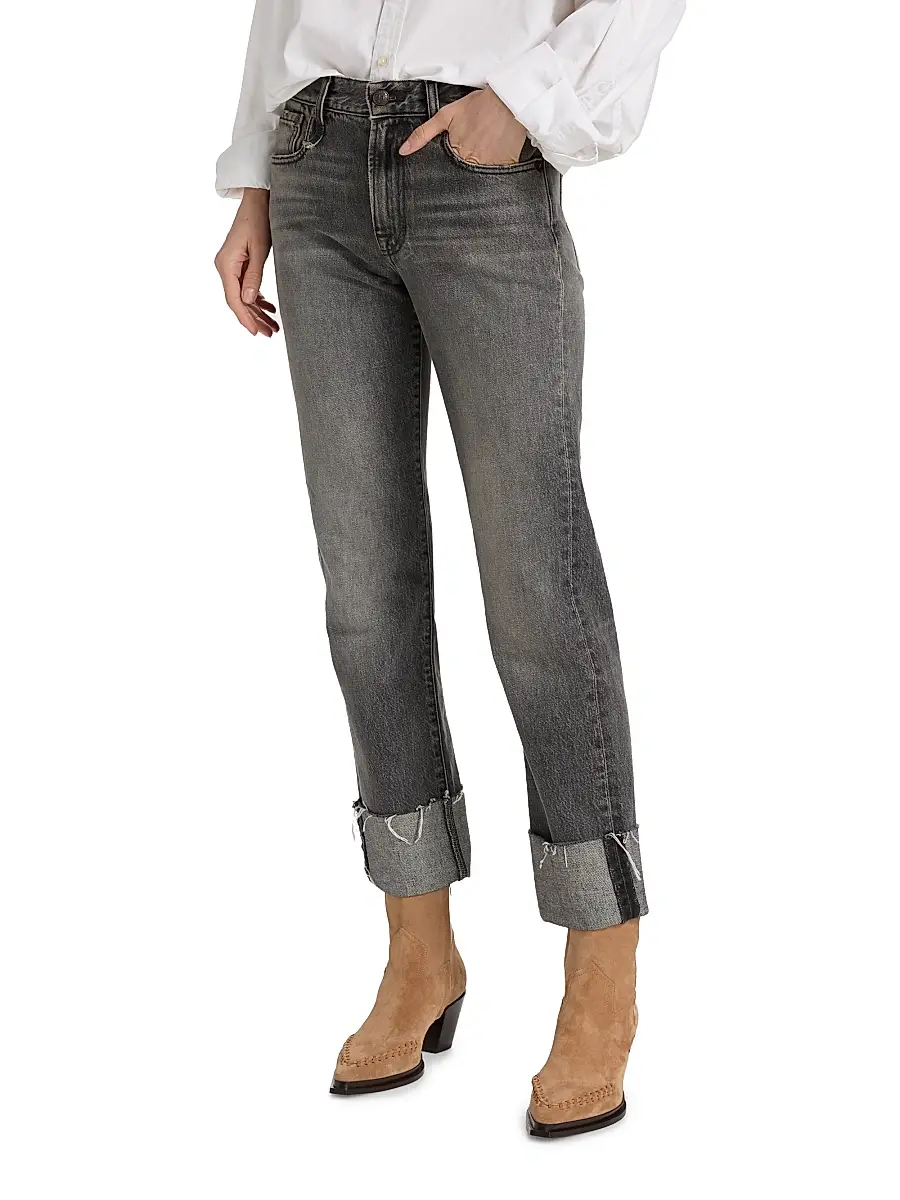 R13 Women's Romeo Cuffed Hem Cotton Straight-Leg Jeans | Thumbnail 3