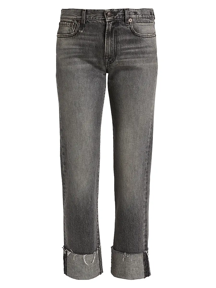 R13 Women's Romeo Cuffed Hem Cotton Straight-Leg Jeans - Leyton Black - Size 31 | Image 1 R13 Women's Romeo Cuffed Hem Cotton Straight-Leg Jeans - Leyton Black - Size 31 | Image 1
